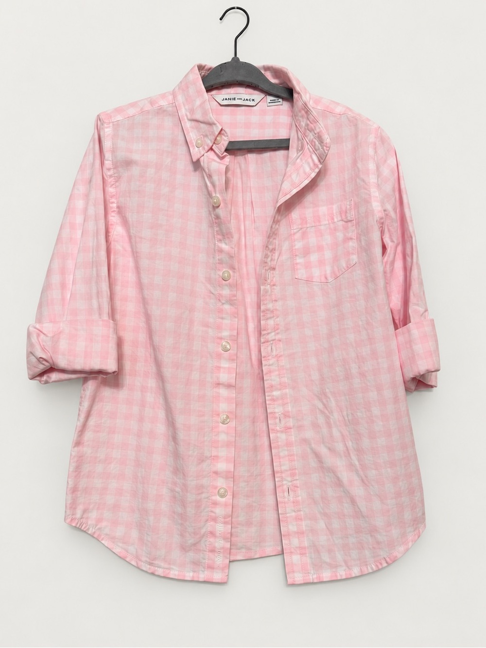 Janie and Jack Pink Gingham Button-Front Shirt